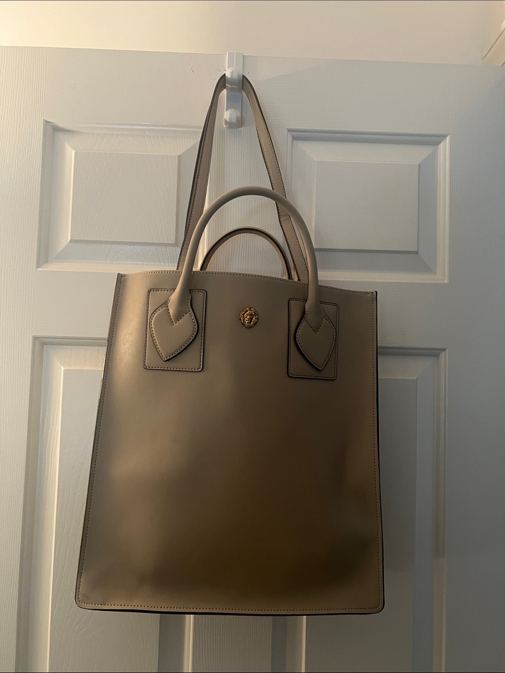 Anne Klein Taupe Tote with Gold Emblem